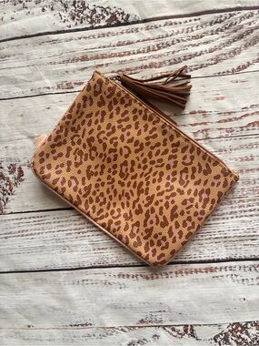 Ipsy Leopard Print Clutch / Wristlet in Tan and Brown